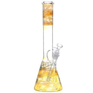 Yellow Black Glass Beaker Water Tobacco Pipe
