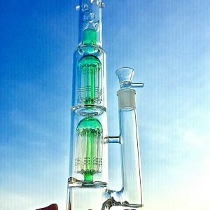 Double Tree Recycler Water Pipe 16"