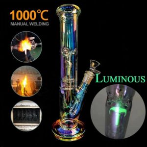 12" Glow In The Dark Glass Water Tobacco Pipe