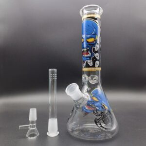 10" Glass Water Pipe Blue Skull Bong Percolate